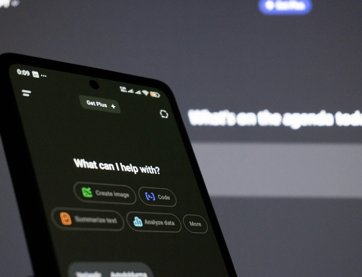 A phone showing an AI assistant ready to answer